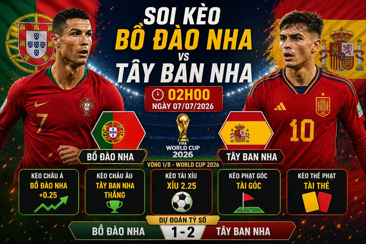 Soi kèo Bồ Đào Nha vs Tây Ban Nha