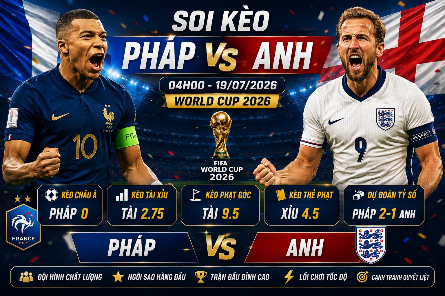 Soi kèo Pháp vs Anh